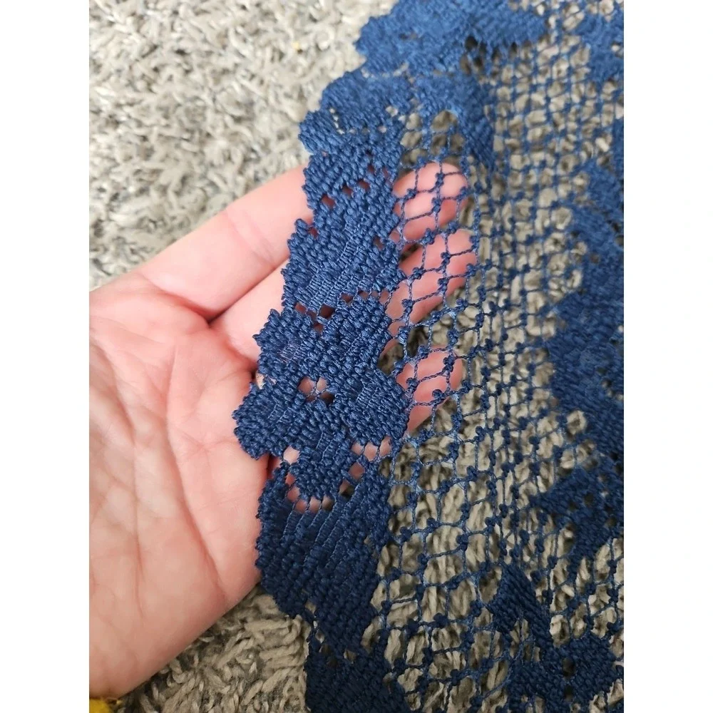 Heritage American Legacy Table Lace Runner Navy Blue 13x55 Floral